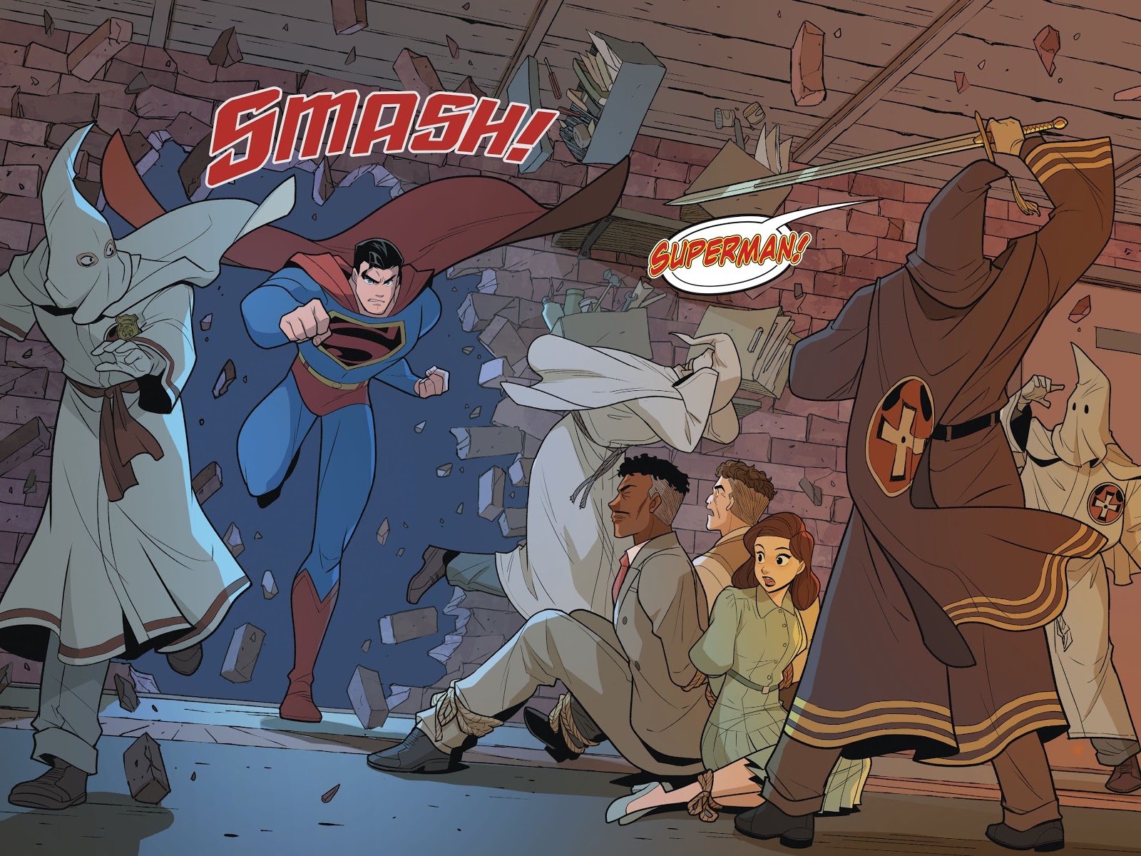 Superman - Superman smashes the Klan
